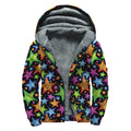 Fantastic Star Pattern Print Sherpa Lined Zip Up Hoodie