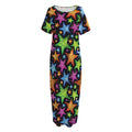 Fantastic Star Pattern Print Short Sleeve Long Nightdress