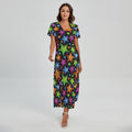 Fantastic Star Pattern Print Short Sleeve Maxi Dress