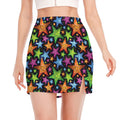 Fantastic Star Pattern Print Side Slit Mini Skirt