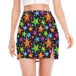 Fantastic Star Pattern Print Side Slit Mini Skirt