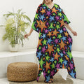 Fantastic Star Pattern Print Silk V-Neck Kaftan Dress