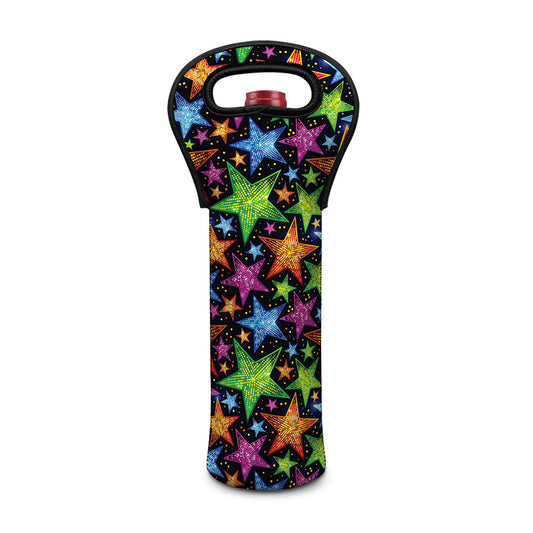 Fantastic Star Pattern Print Single Neoprene Wine Tote