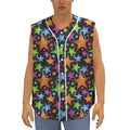 Fantastic Star Pattern Print Sleeveless Baseball Jersey