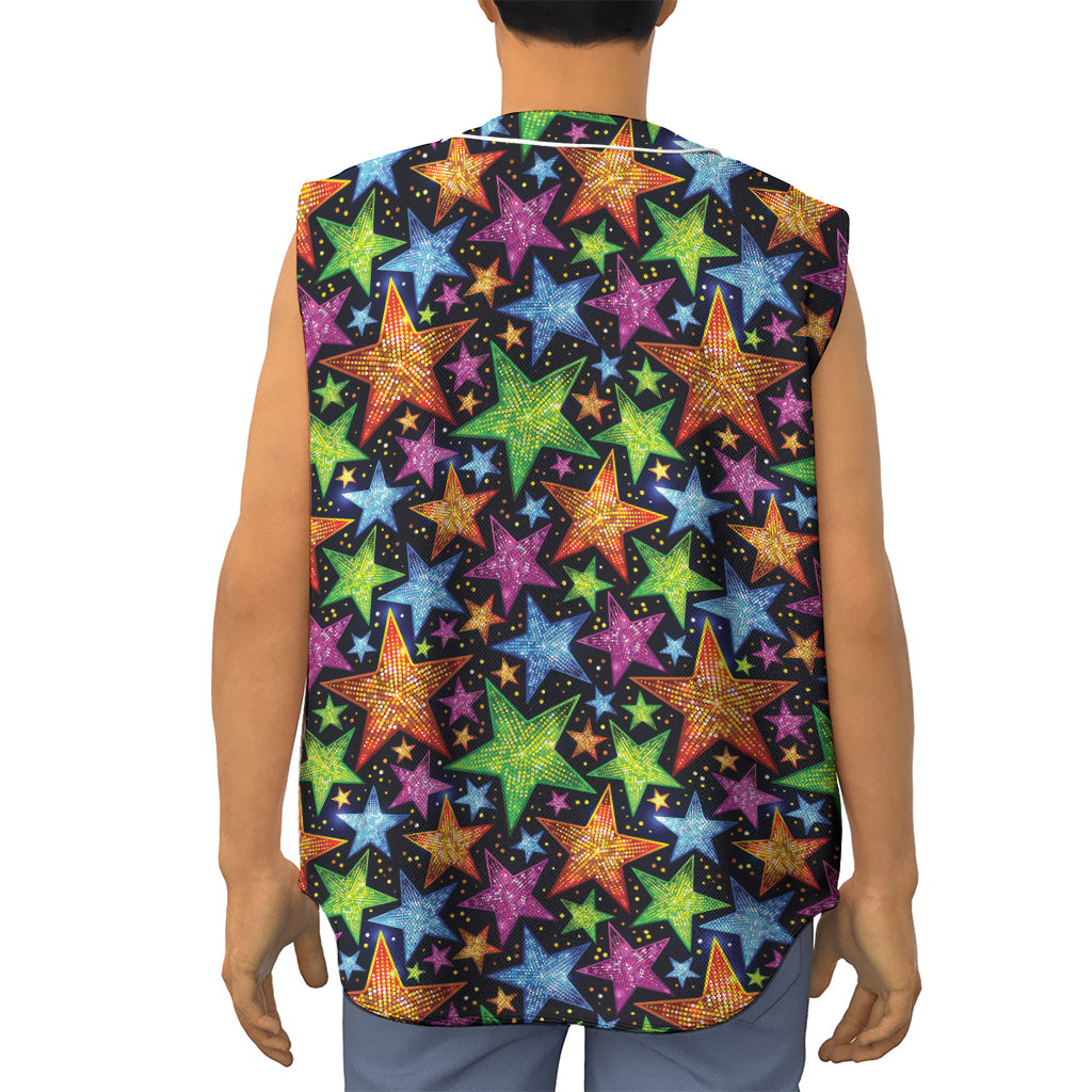 Fantastic Star Pattern Print Sleeveless Baseball Jersey