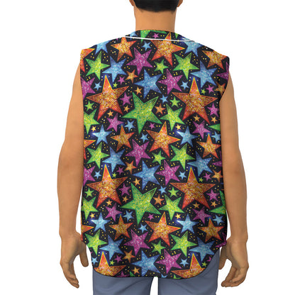 Fantastic Star Pattern Print Sleeveless Baseball Jersey