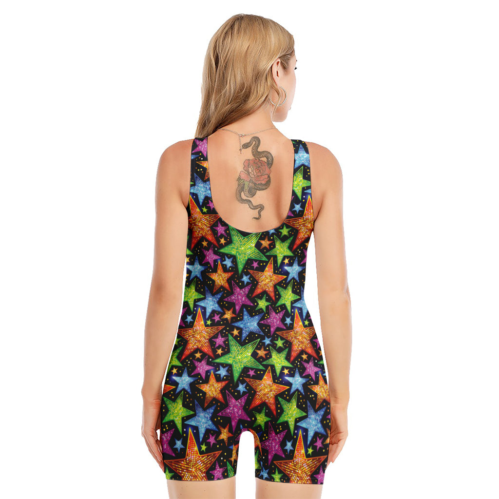 Fantastic Star Pattern Print Sleeveless One Piece Swimsuit