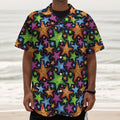 Fantastic Star Pattern Print Textured Short Sleeve Shirt