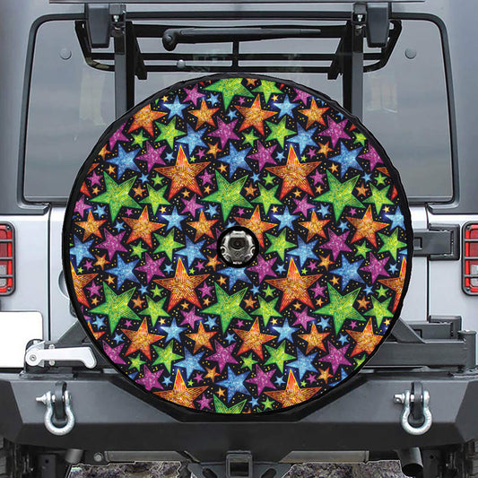 Fantastic Star Pattern Print Tire Cover With Camera Hole
