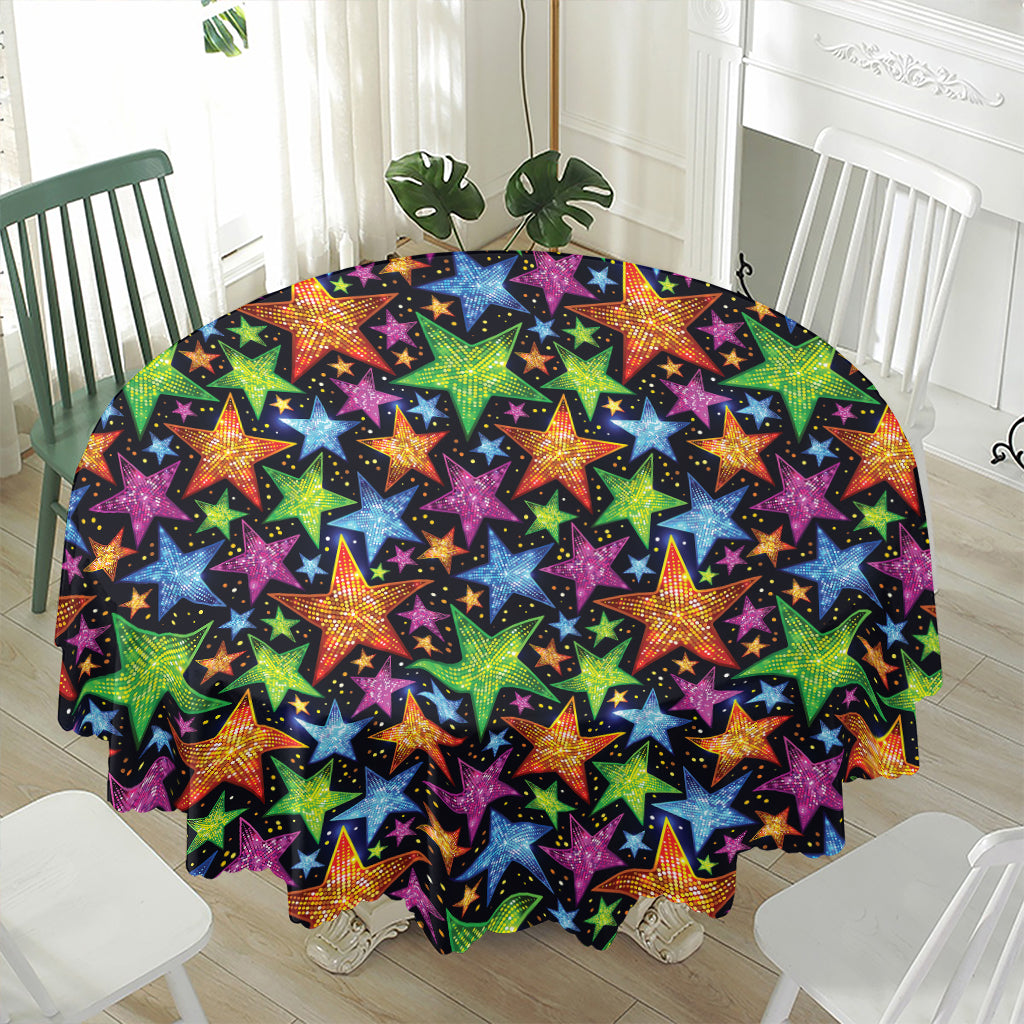 Fantastic Star Pattern Print Waterproof Round Tablecloth