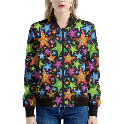 Fantastic Star Pattern Print Women's Bomber Jacket