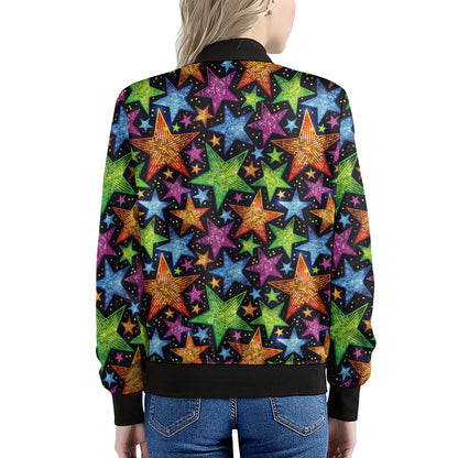 Fantastic Star Pattern Print Women's Bomber Jacket