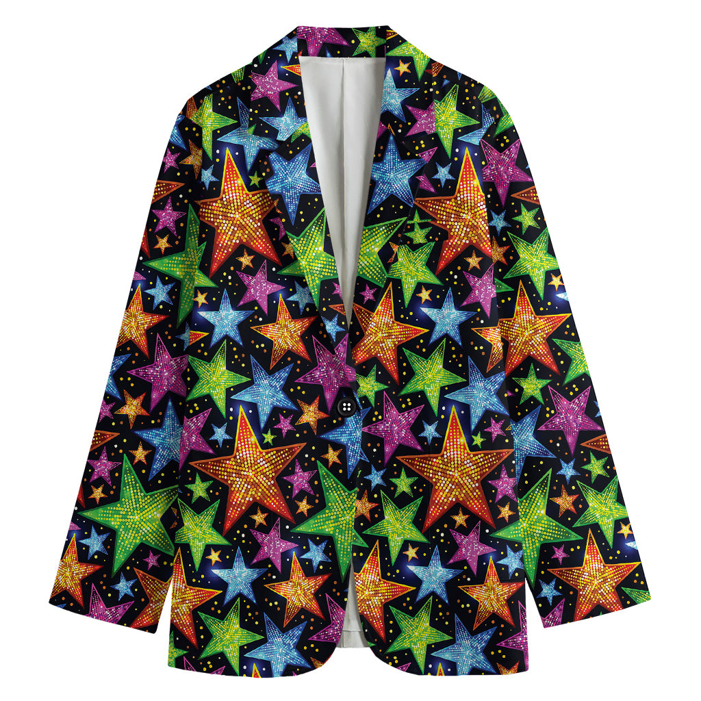 Fantastic Star Pattern Print Women's Cotton Blazer