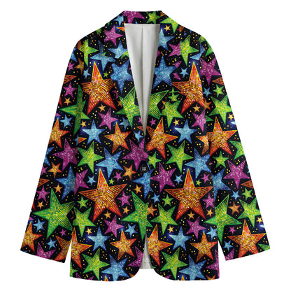 Fantastic Star Pattern Print Women's Cotton Blazer