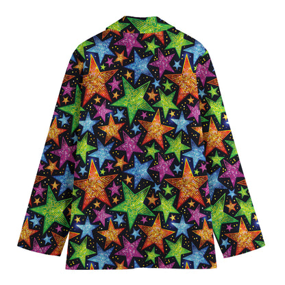 Fantastic Star Pattern Print Women's Cotton Blazer