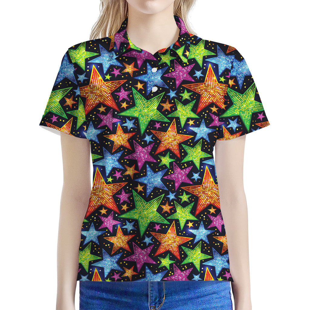 Fantastic Star Pattern Print Women's Polo Shirt