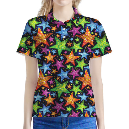 Fantastic Star Pattern Print Women's Polo Shirt