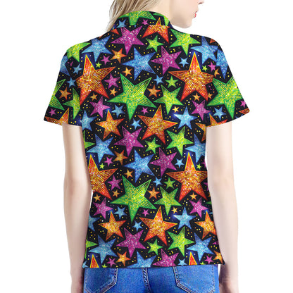 Fantastic Star Pattern Print Women's Polo Shirt