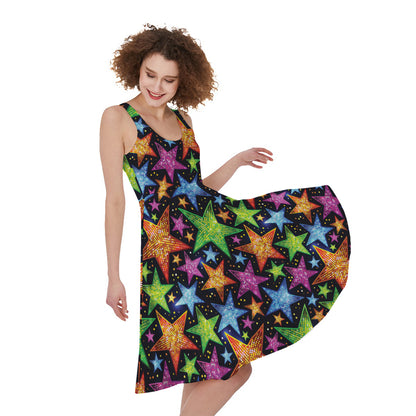 Fantastic Star Pattern Print Women's Sleeveless Dress