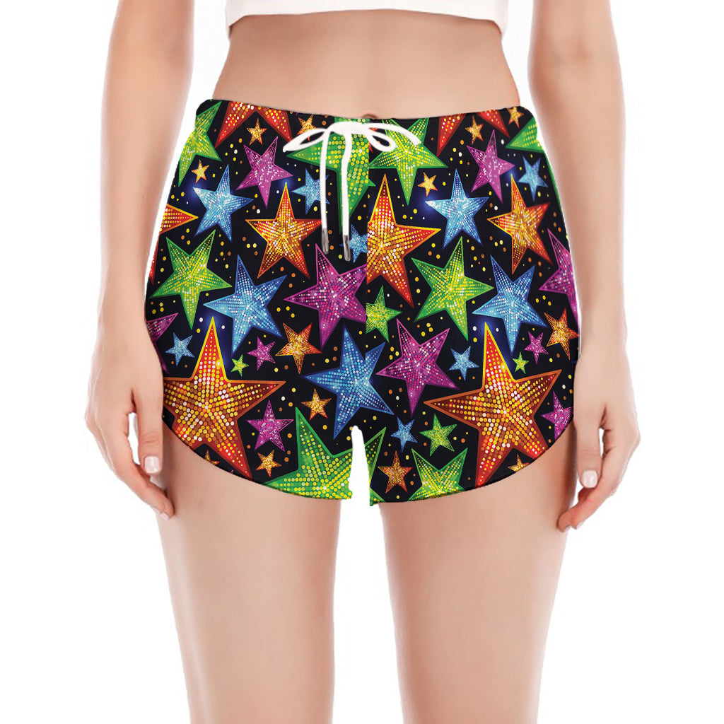 Fantastic Star Pattern Print Women's Split Running Shorts
