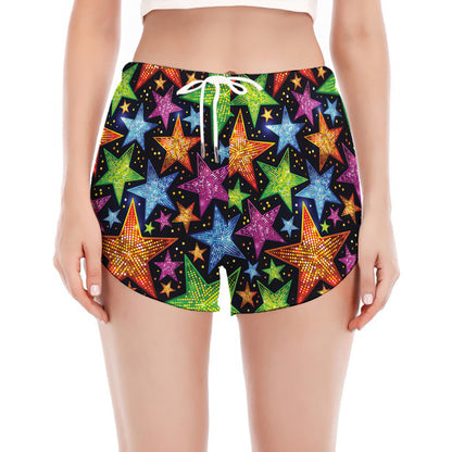 Fantastic Star Pattern Print Women's Split Running Shorts