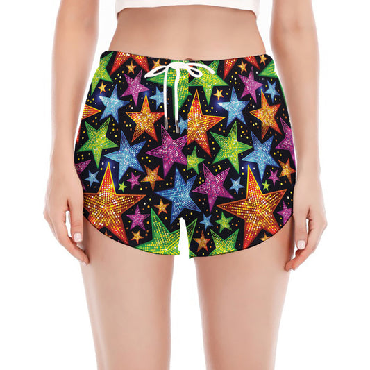 Fantastic Star Pattern Print Women's Split Running Shorts