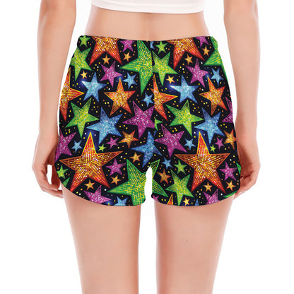 Fantastic Star Pattern Print Women's Split Running Shorts