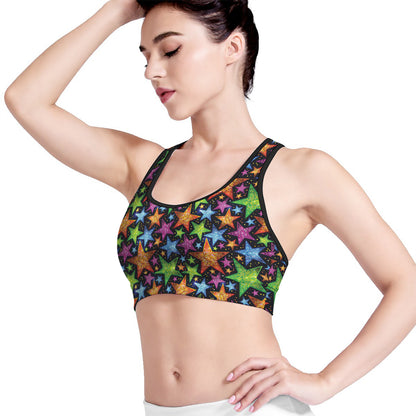 Fantastic Star Pattern Print Women's Sports Bra