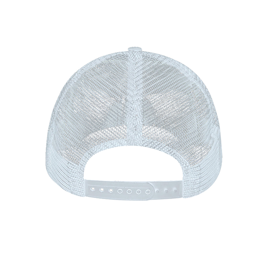 Chinese Cloud Pattern Print White Mesh Trucker Cap