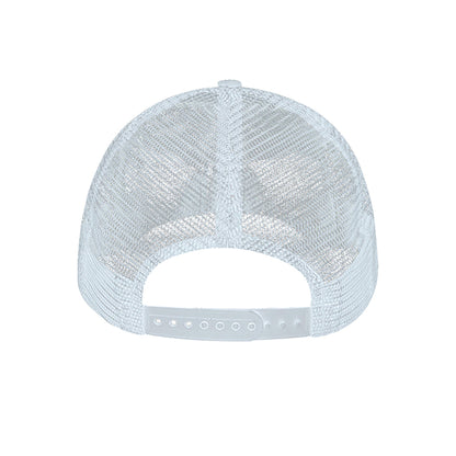 Green Zigzag Ladybird Pattern Print White Mesh Trucker Cap