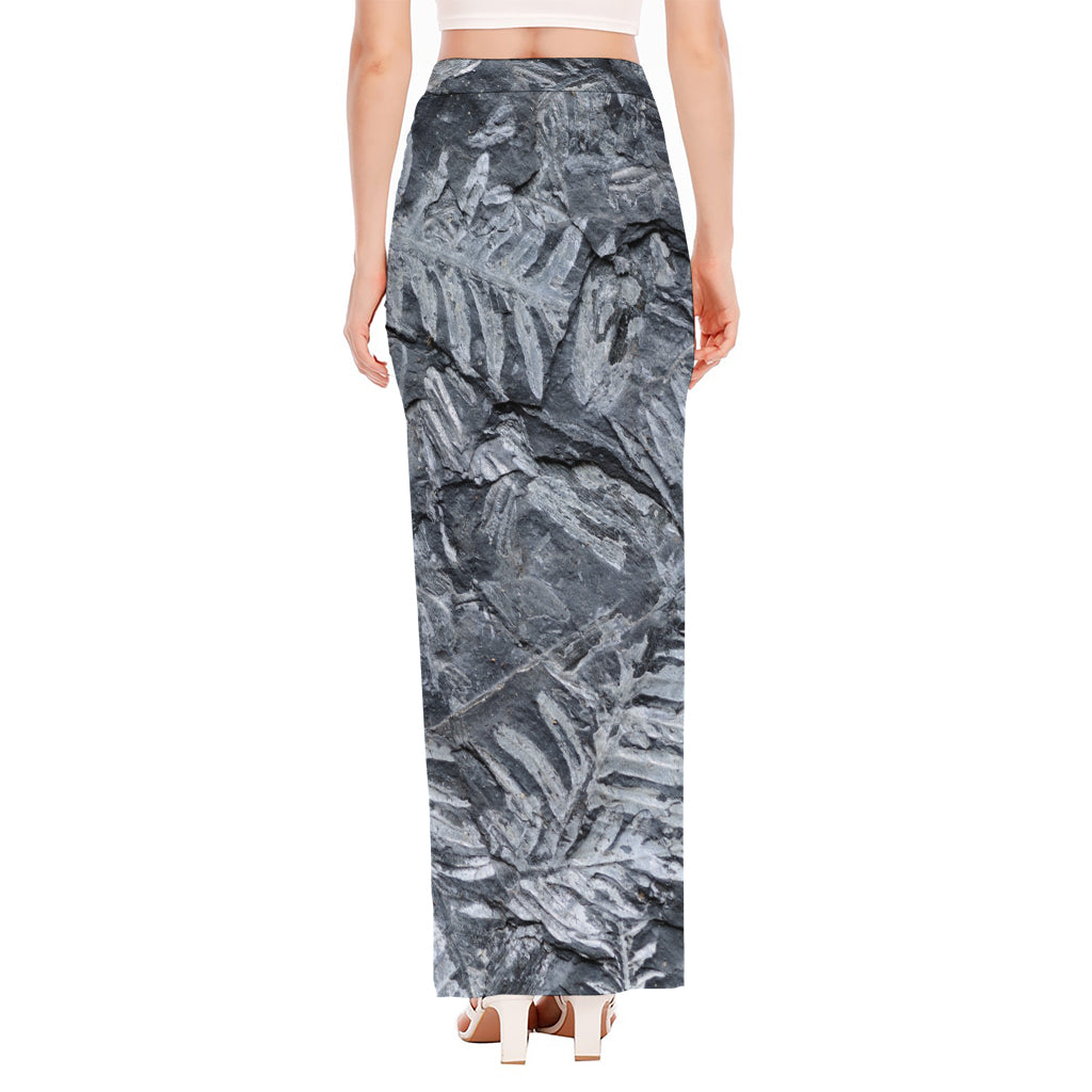 Fern Fossil Print High Slit Maxi Skirt