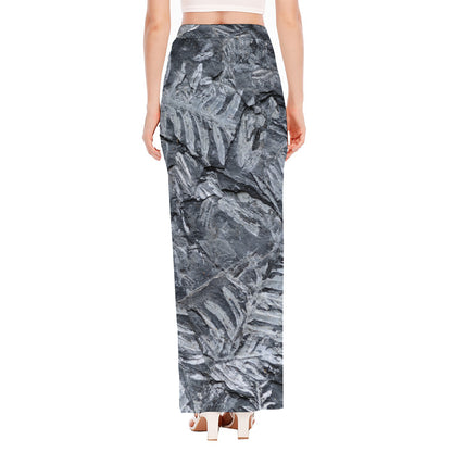 Fern Fossil Print High Slit Maxi Skirt
