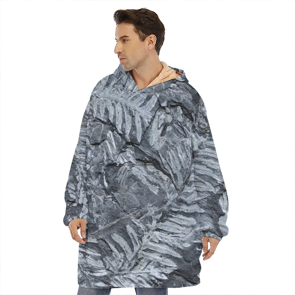 Fern Fossil Print Hoodie Blanket