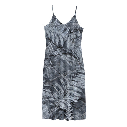 Fern Fossil Print Jersey Midi Cami Dress
