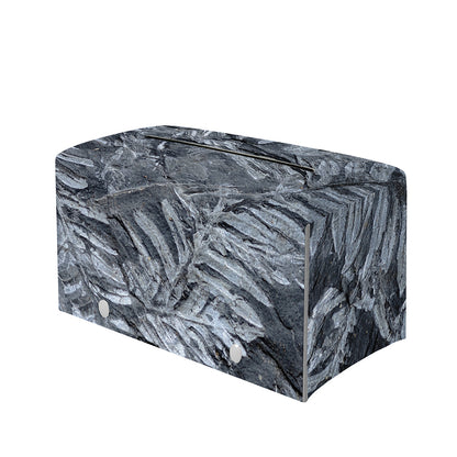 Fern Fossil Print Leather Tissue Box Cover