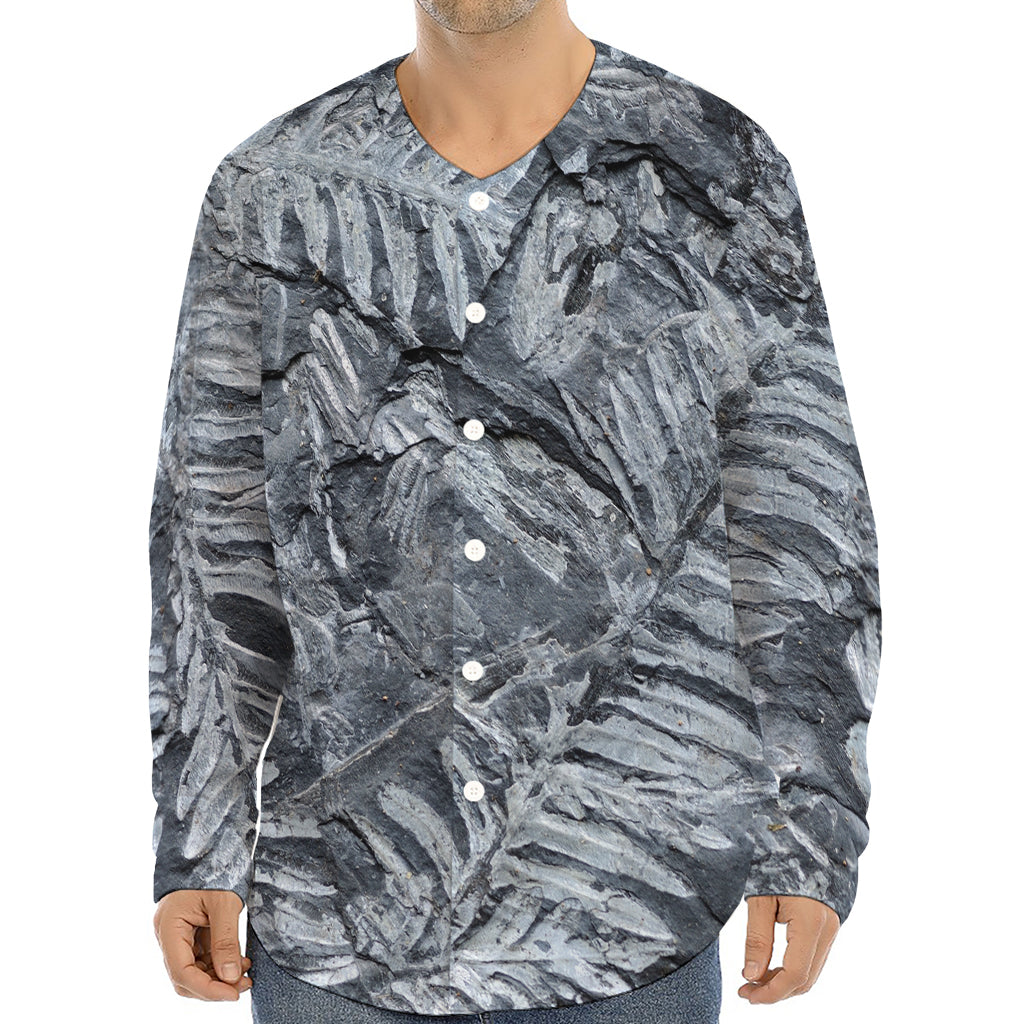 Fern Fossil Print Long Sleeve Baseball Jersey