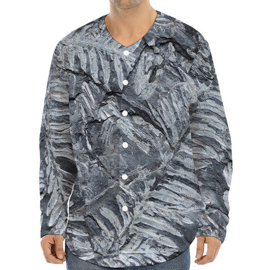 Fern Fossil Print Long Sleeve Baseball Jersey