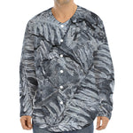 Fern Fossil Print Long Sleeve Baseball Jersey