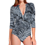 Fern Fossil Print Long Sleeve Swimsuit