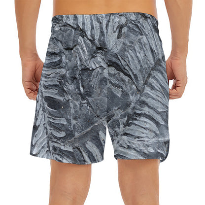 Fern Fossil Print Men's Split Running Shorts
