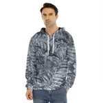 Fern Fossil Print Men's Velvet Pullover Hoodie