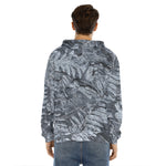 Fern Fossil Print Men's Velvet Pullover Hoodie