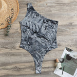 Fern Fossil Print One Shoulder Bodysuit