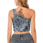 Fern Fossil Print One Shoulder Crop Top