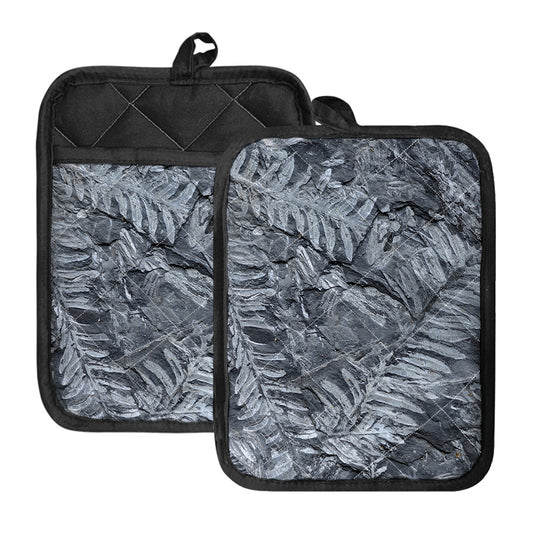 Fern Fossil Print Pot Holders With Pocket