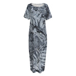 Fern Fossil Print Short Sleeve Long Nightdress