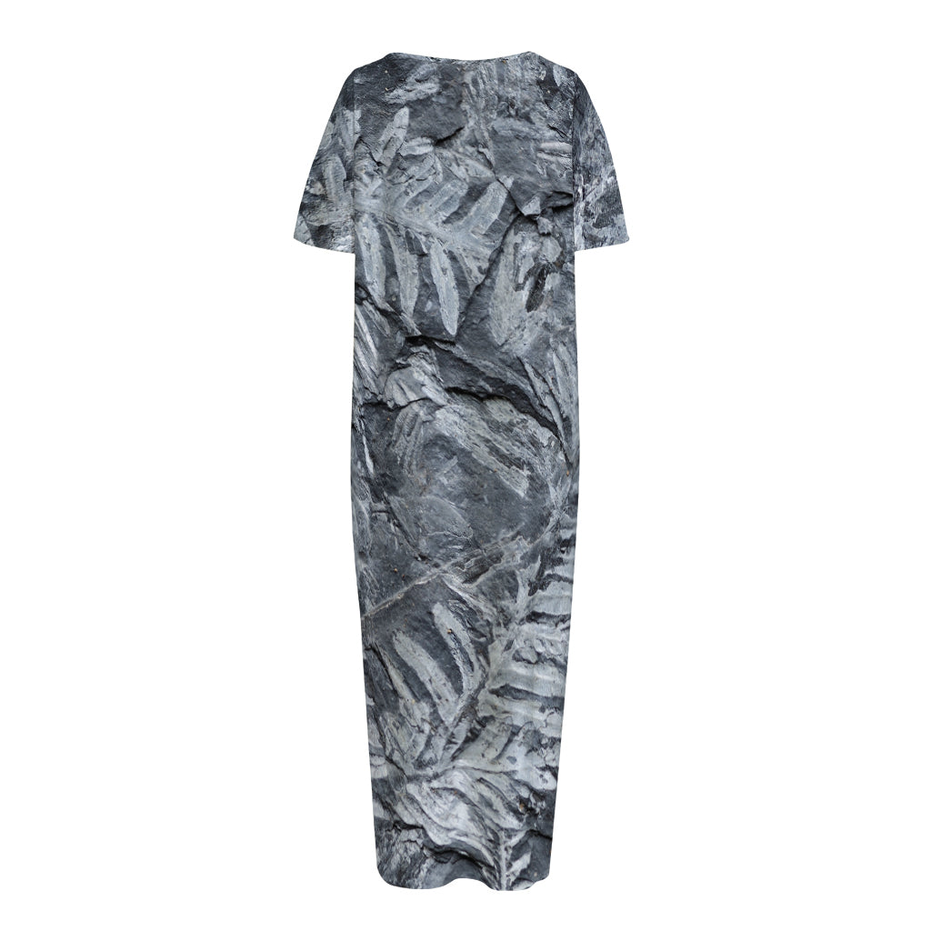 Fern Fossil Print Short Sleeve Long Nightdress