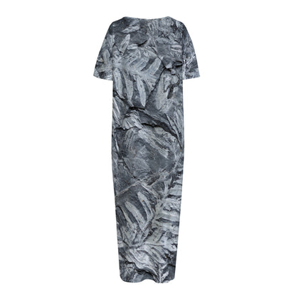 Fern Fossil Print Short Sleeve Long Nightdress