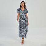 Fern Fossil Print Short Sleeve Maxi Dress