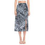 Fern Fossil Print Side Slit Midi Skirt